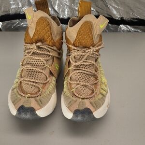 Tan and Yellow High-Top Sneakers